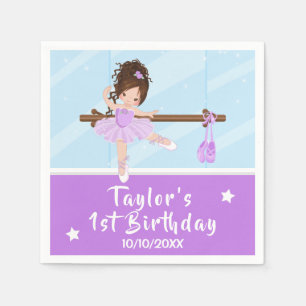 Serviette En Papier Brown cheveux Ballerina violet Tutu Anniversaire N