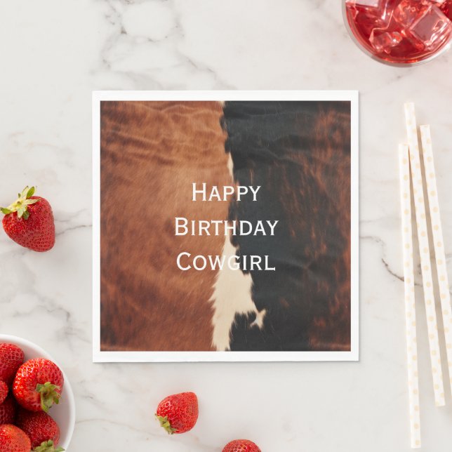 Serviette En Papier Brown Noir Noir Faux Cowhide (En situation)