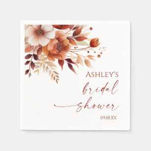 Serviette En Papier Brun Floral Burgundy Rouillé Lavage Nuptial
