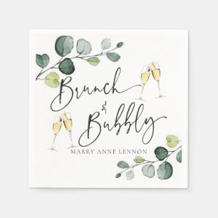 Serviette En Papier Brunch à l'eucalyptus minimal et serviettes mousse