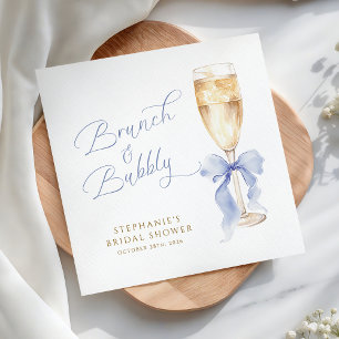 Serviette En Papier Brunch & Bubbly Blue Bow Baby Shower Nuptial