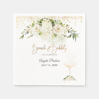 Serviette En Papier Brunch Bubbly Roses d'albâtre à l'aquarelle