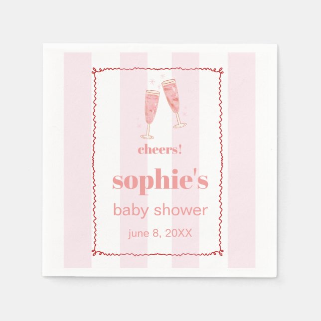 Serviette En Papier Brunch & Bubbly Rouge Et Rose Vave (Devant)