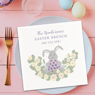 Serviette En Papier Brunch de Pâques et chasse aux oeufs Bunny Floral
