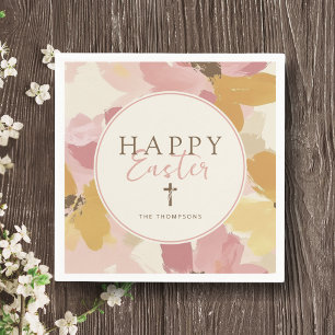 Serviette En Papier Brunch de Pâques moderne rose floral