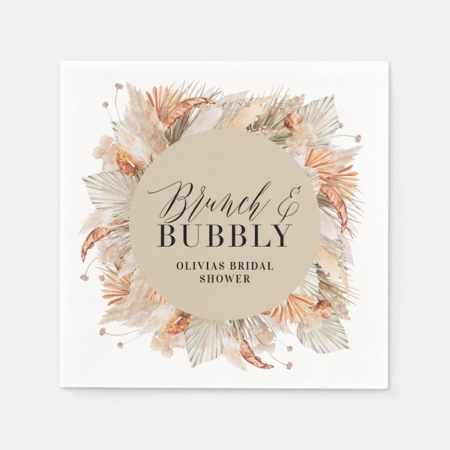 Serviette En Papier brunch et bubbly Bridal douche pampas herbe (Devant)