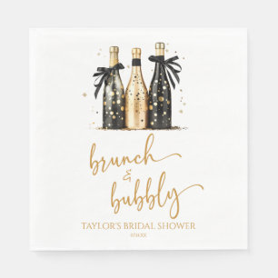 Serviette En Papier Brunch et Bubbly Champagne Doré Baby Shower de Mar