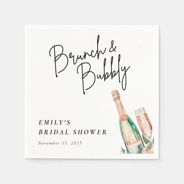 Serviette En Papier Brunch et Bubbly Élégant Shower de Mariée (Devant)