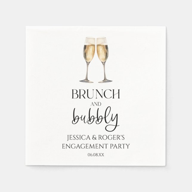 Serviette En Papier Brunch et Bubbly Engagement Party Brunch (Devant)