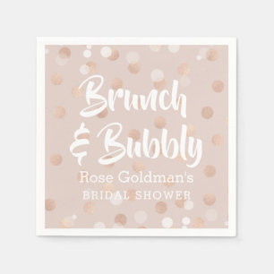 Serviette En Papier Brunch et Bubbly Fête des mariées Rose Gold Confet