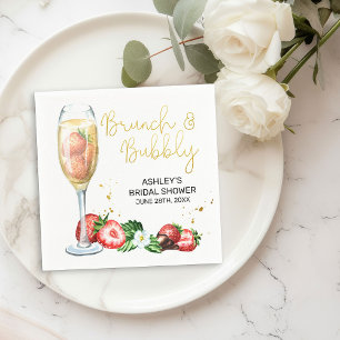 Serviette En Papier Brunch et Bubbly Fraise et douche à champagne