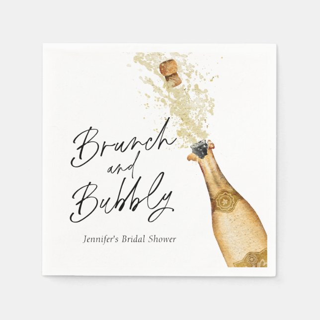 Serviette En Papier Brunch et Bulles : Enterrement de Vie de Jeune Fil (Devant)