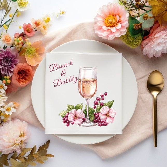 Serviette En Papier Brunch et Bulles Floral (Créateur téléchargé)