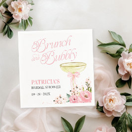 Serviette En Papier Brunch Floral Bow Rose Et Fête des mariées Bubbly