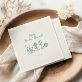 Serviette En Papier Brunch Mariage Dessiné à la Main