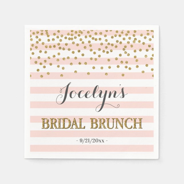 Serviette En Papier Brunch nuptial Confetti rose et or (Devant)