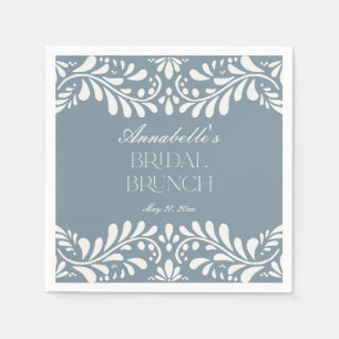 Serviette En Papier Brunch nuptial en mosaïque bleu Dusty Talavera