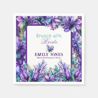 Serviette En Papier Brunch nuptial tropical violet moderne