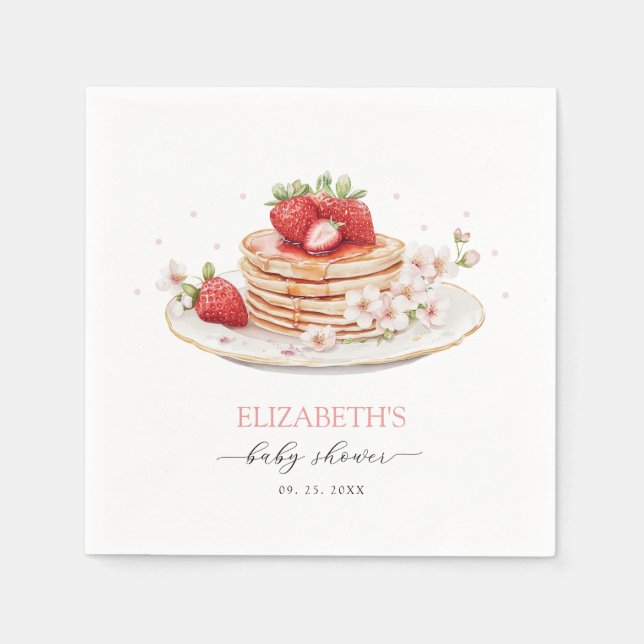 Serviette En Papier Brunch pour bébé fraise rose (Devant)