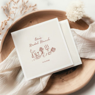 Serviette En Papier Brunch pour mariée de Bourgogne tiré à la main