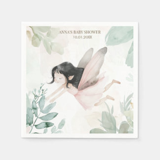 Serviette En Papier Brunette Fairy Girl Baby shower