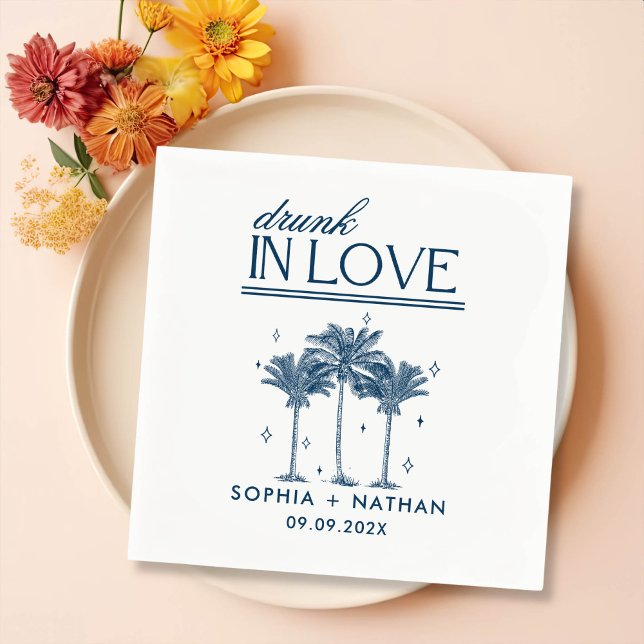 Serviette En Papier Brunk In Love Mariage de plage personnalisé (Créateur téléchargé)