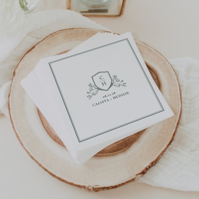 Serviette En Papier BRUNSWICK Monogram Crest Wedding (Créateur téléchargé)