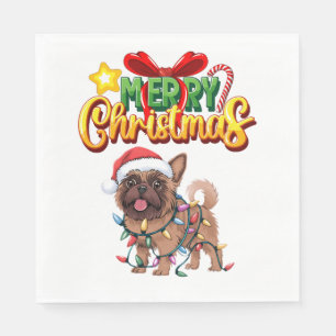 Serviette En Papier Bruxelles Griffon Flammes de Noël Jeu de Noël Chif