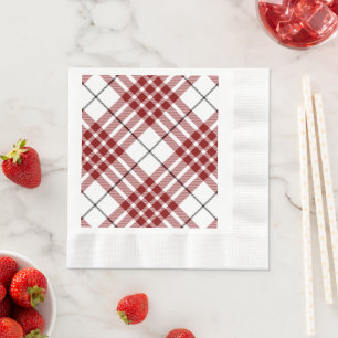 Serviette En Papier Buchanan tartan rouge blanc carreaux
