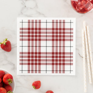Serviette En Papier Buchanan tartan rouge blanc carreaux