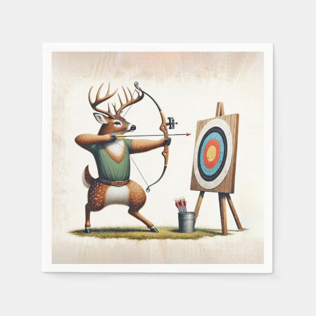 Serviette En Papier Buck Deer with Bow et Flèche (Devant)
