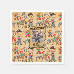 Serviette En Papier Buckaroo Cowboy Birthday Boy's Photo Name Cute