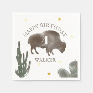 Serviette En Papier Buffalo Bison Desert Cactus Ranch Western Annivers