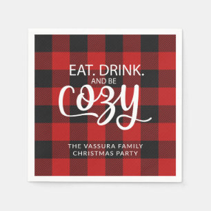Serviette En Papier Buffalo Check Plaid Eat Boire Soit Cosy Noël