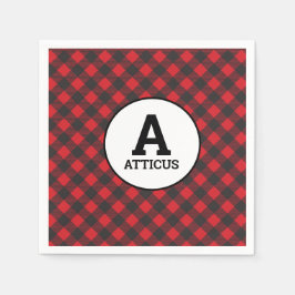 Serviette En Papier Buffalo Plaid Lumberjack Simple Nom Monogramme
