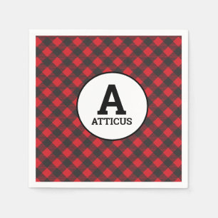 Serviette En Papier Buffalo Plaid Lumberjack Simple Nom Monogramme