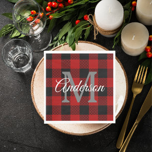 Serviette En Papier Buffalo rouge abattu   Initiale personnelle   Cade