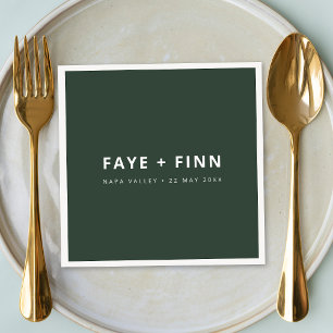 Serviette En Papier Buffet Mariage minimal moderne Scandi Forest Green