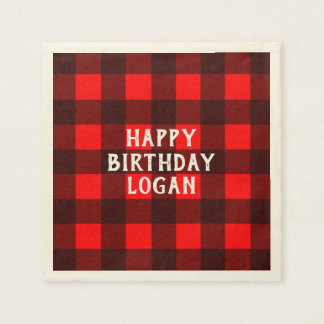 Serviette En Papier Buffle personnalisé Plaid Anniversaire fête Napkin