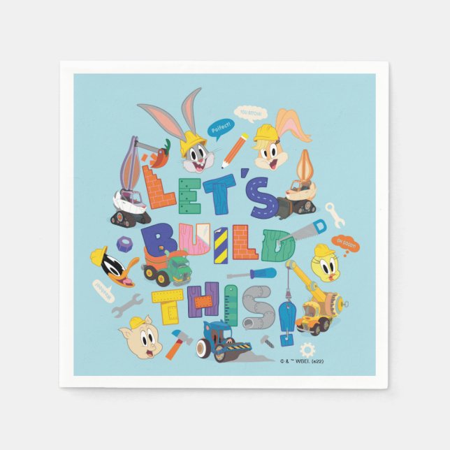 Serviette En Papier BUGS BUNNY BUILDERS™| "Let's Build This" Collage (Devant)