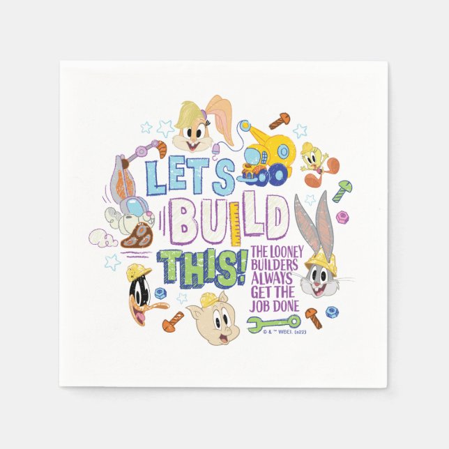 Serviette En Papier BUGS BUNNY BUILDERS™| "Let's Build This" Sketch (Devant)