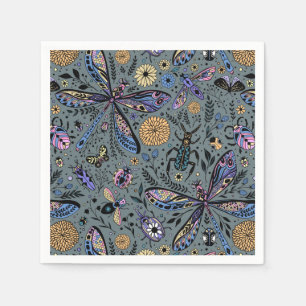 Serviette En Papier Bugs de Doodle sur le gris de latte