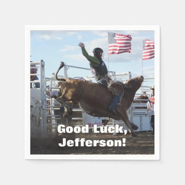 Serviette En Papier Bull Rider et Bucking Bull Rodeo (Devant)