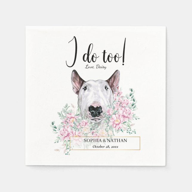 Serviette En Papier Bull Terrier Chien Mariage Cocktail Serviettes (Devant)