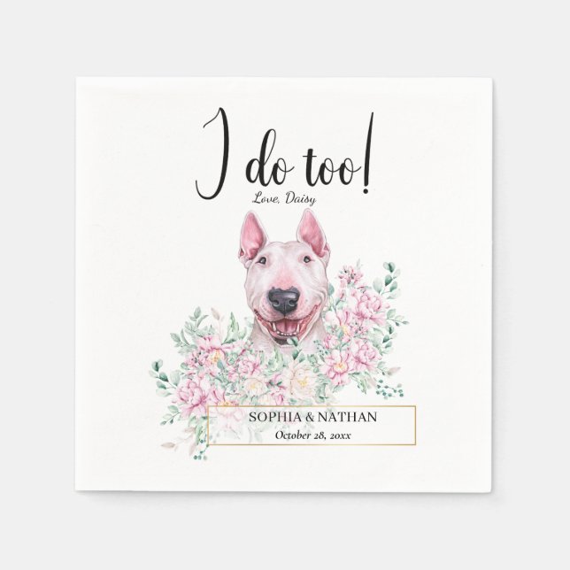 Serviette En Papier Bull Terrier Chien Mariage Cocktail Serviettes (Devant)