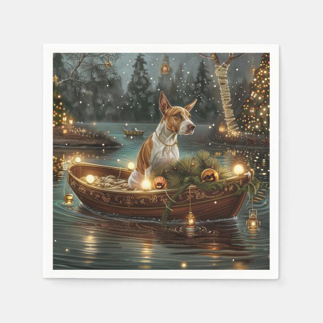 Serviette En Papier Bull Terrier Noël Festive Voyage (Devant)