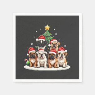 Serviette En Papier Bulldog Christmas Tree Santa Hat Puppy Amateurs
