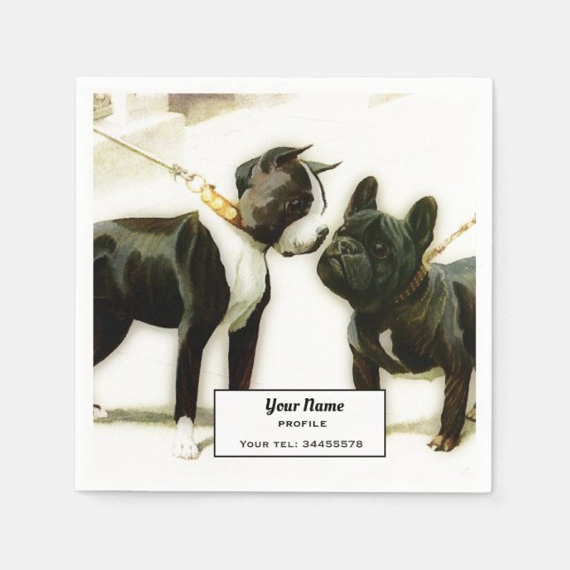 SERVIETTE EN PAPIER BULLDOG DE BOSTON TERRIER (Devant)
