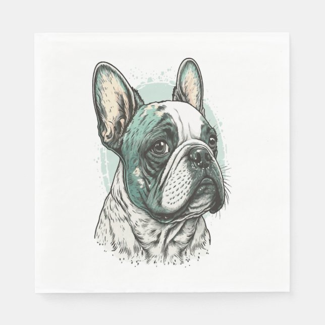 Serviette En Papier bulldog français (Devant)