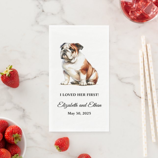 Serviette En Papier Bulldog Mariage de chien personnalisé (En situation)
